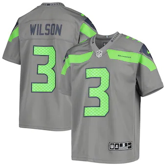 youth nike russell wilson gray seattle seahawks inverted te